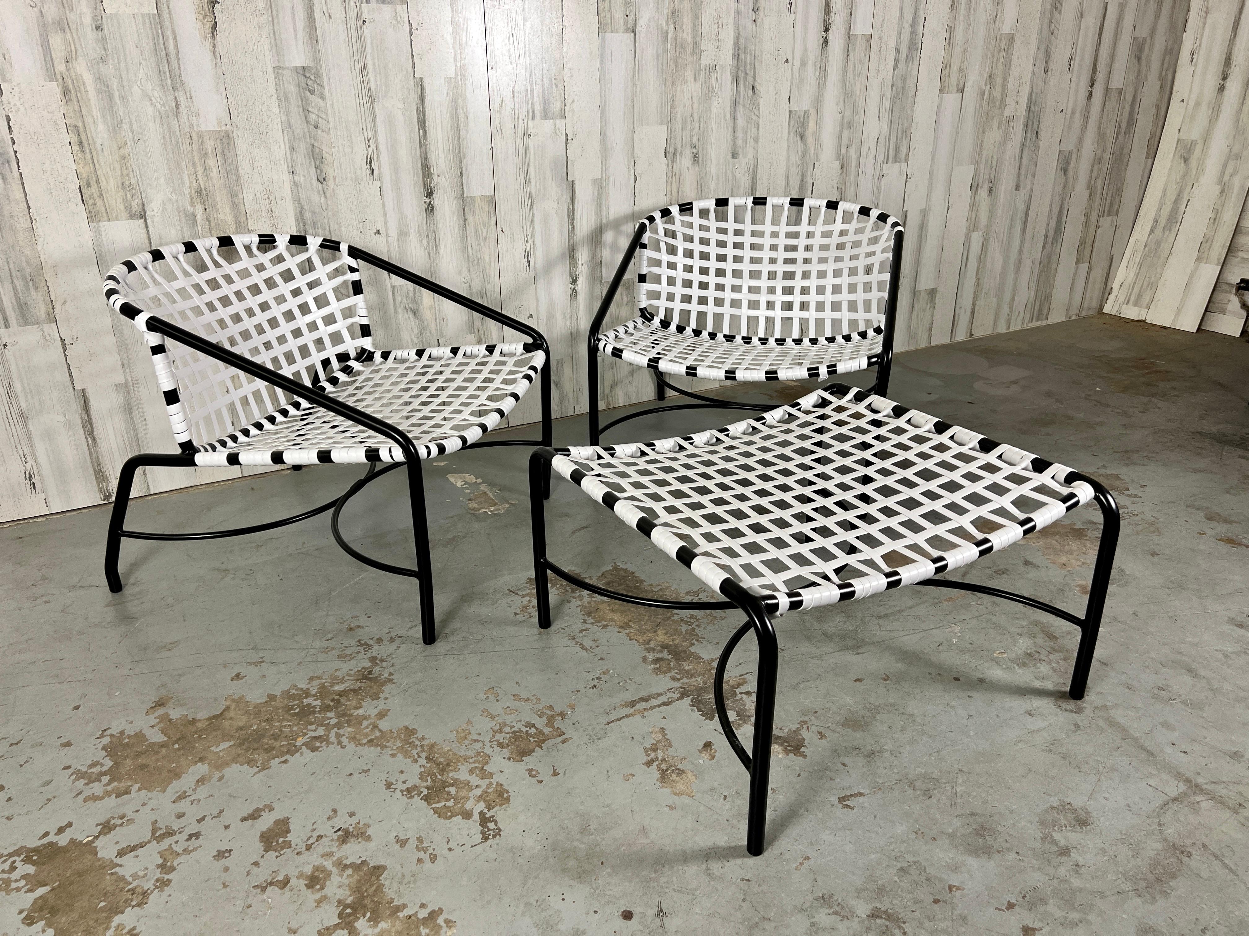 Mid-Century Modern Tadao Inouye for Brown Jordan Kantan Chairs and Ottoman