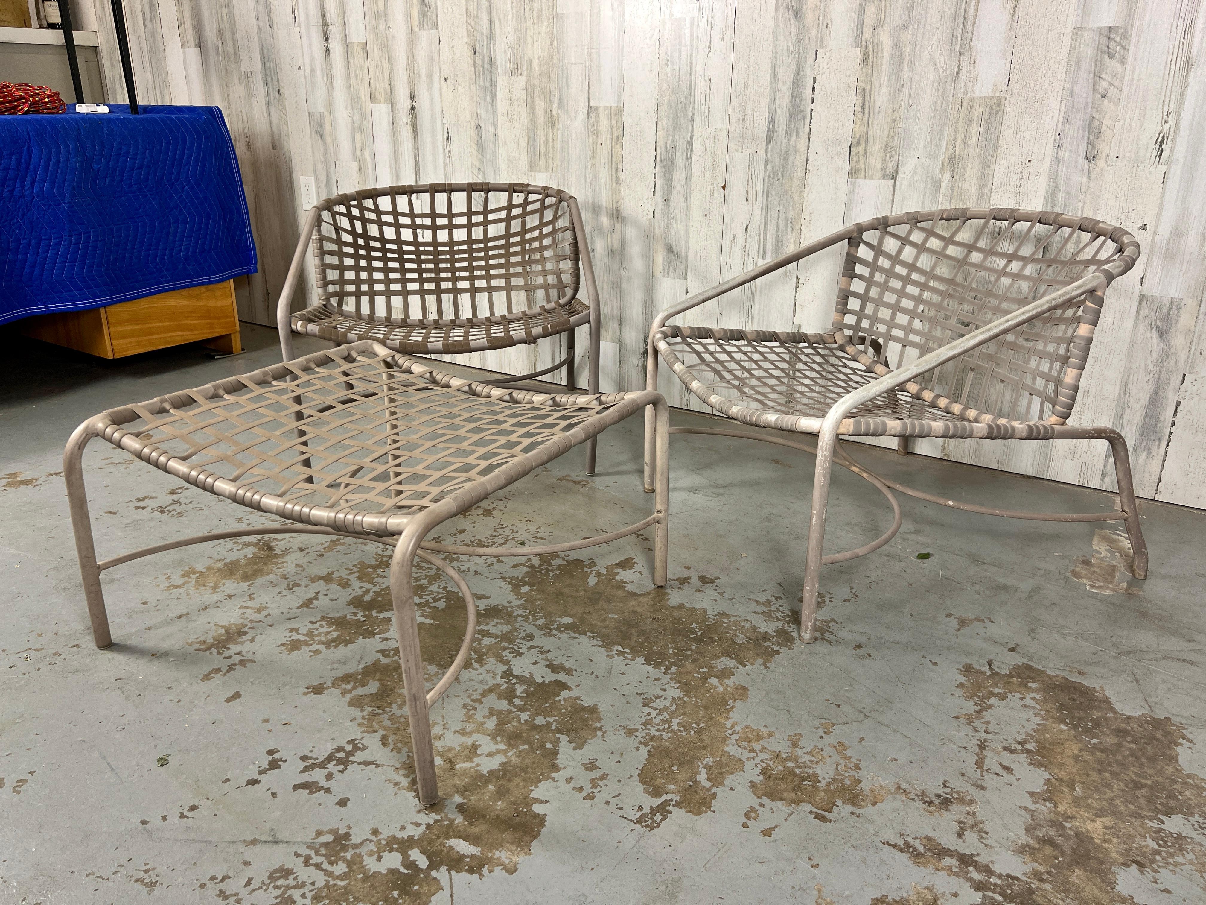 American Tadao Inouye For Brown Jordan Kantan Set of Patio Chairs with Ottoman For Sale