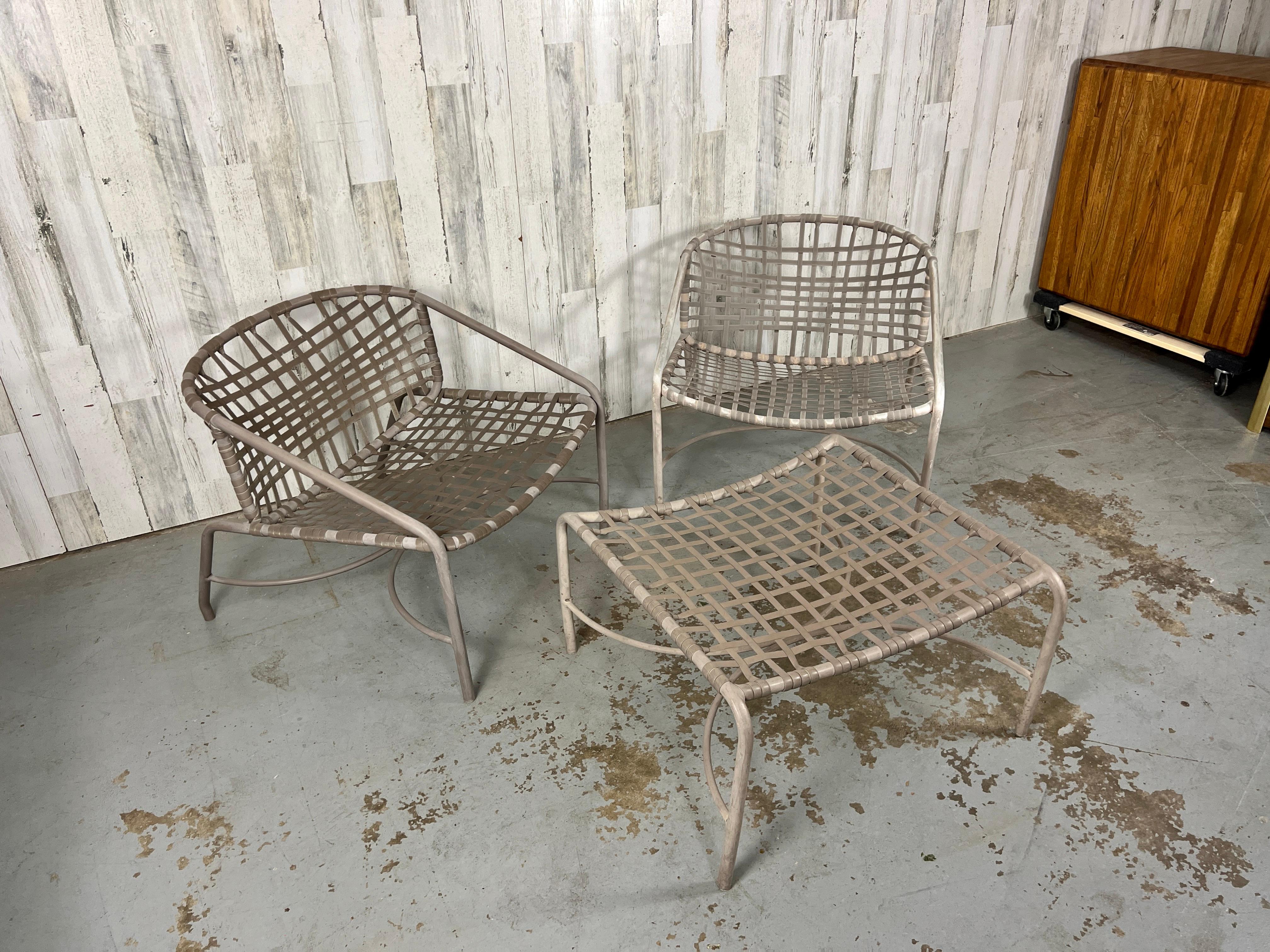 20th Century Tadao Inouye For Brown Jordan Kantan Set of Patio Chairs with Ottoman For Sale