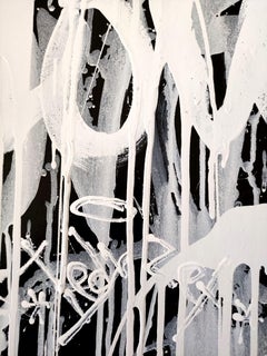 Composition _ Droving Love in White, Painting, Acrylic on Canvas