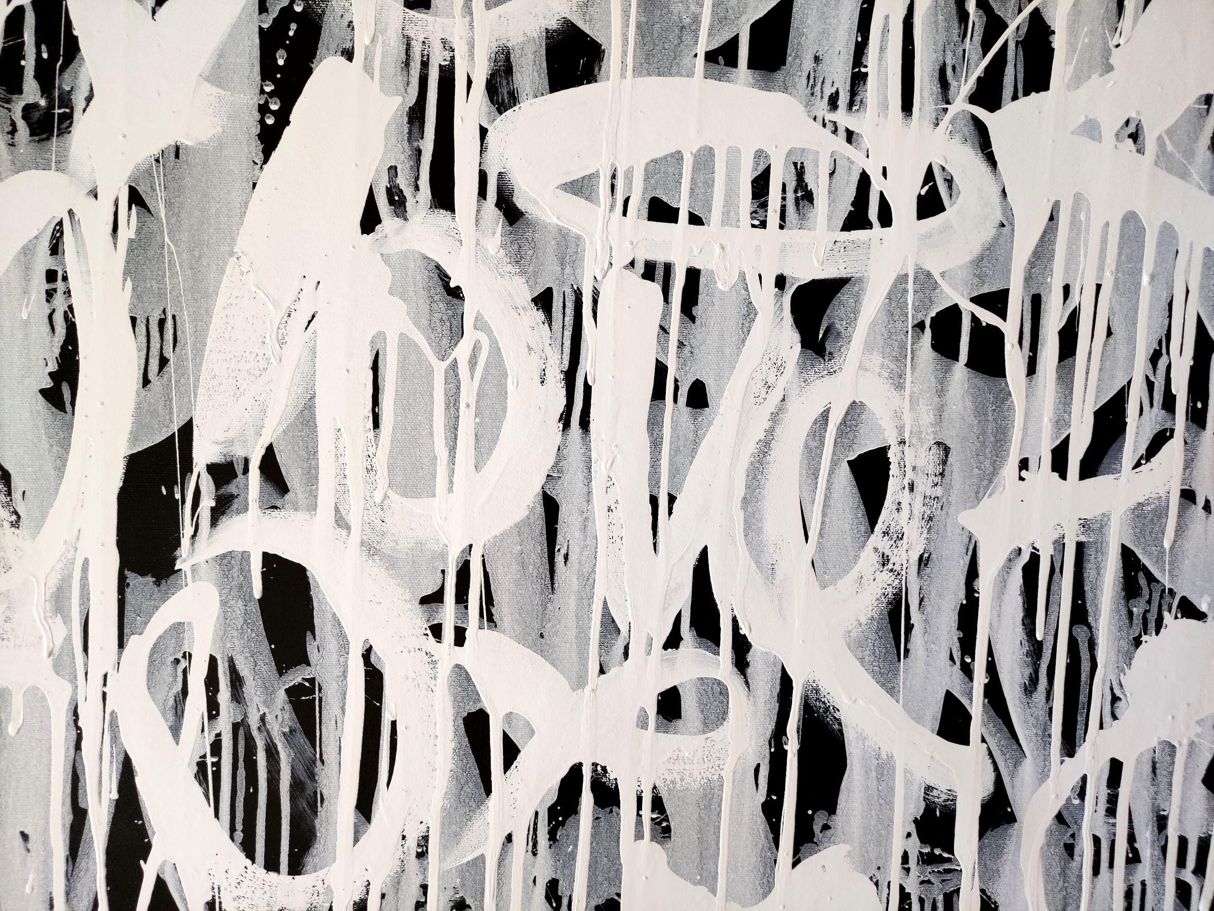 Sulla tela è stata ripetuta la parola AMORE in ricordo di ciò che dovremmo vivere.   Astratto urbano, graffiti street art. :: Pittura :: Street Art :: Questo pezzo viene fornito con un certificato ufficiale di autenticità firmato dall'artista ::