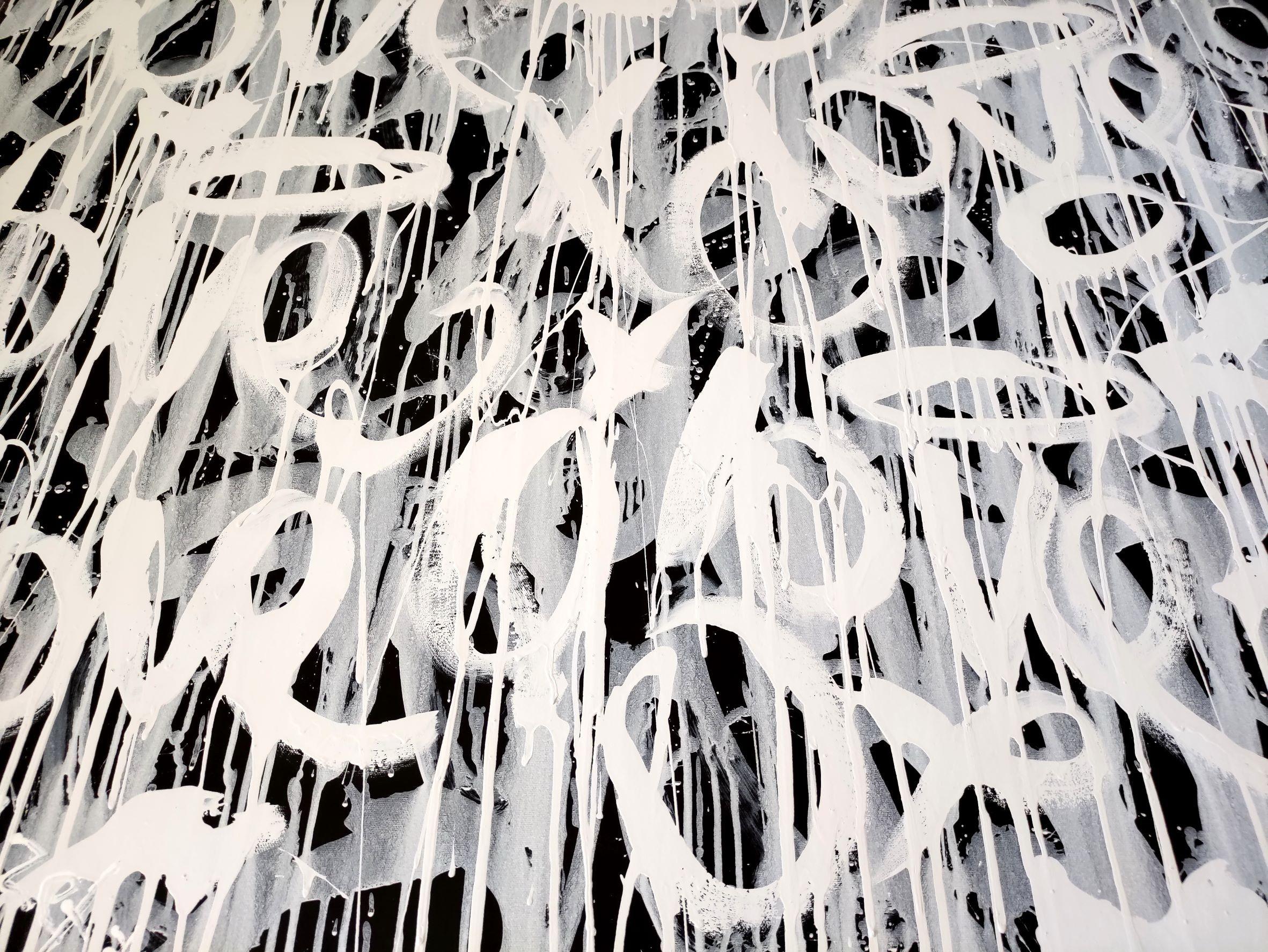 Composizione _ Droving Love in White, Pittura, Acrilico su Tela in vendita 1