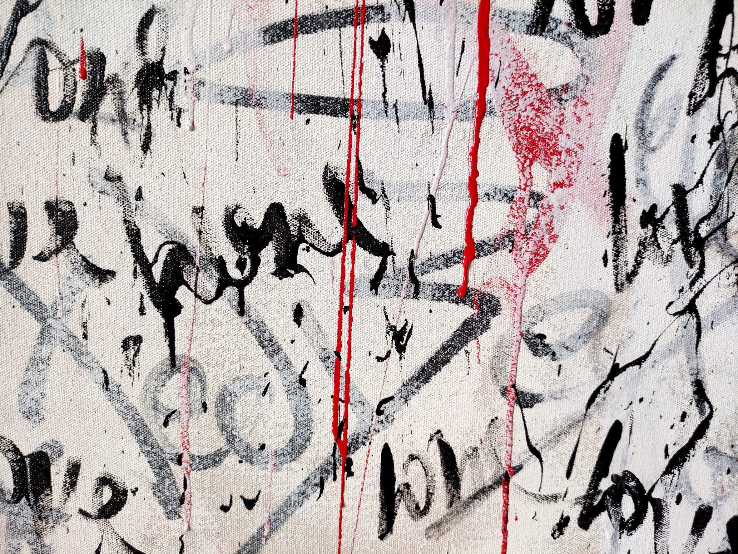 Líneas conflictivas _ Venus, Pintura, Acrílico sobre lienzo - Abstract Painting Gris de Tadas Zaicikas