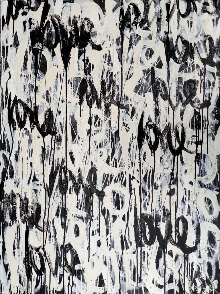 Tadas Zaicikas - Drawing Love in Black and White, Painting, Acrylic on  Canvas For Sale at 1stDibs