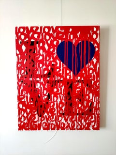 Drawing Love in Red, Painting, Acrylic on Canvas