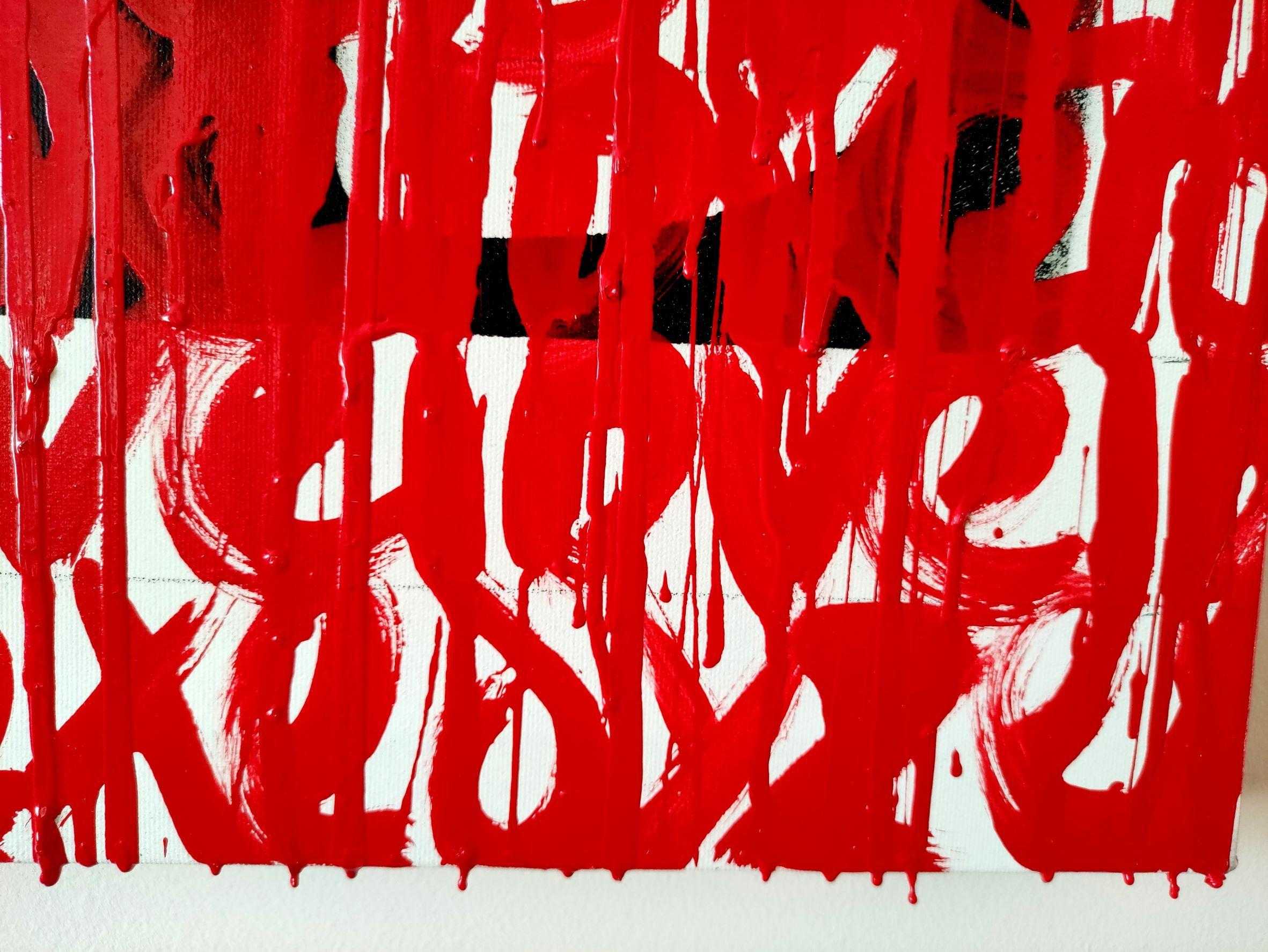 Disegno dell'amore in rosso, Pittura, Acrilico su tela in vendita 1