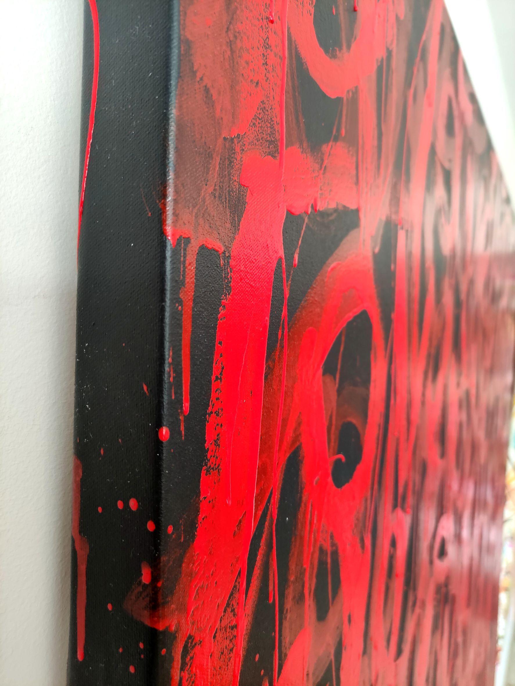Disegno dell'amore in rosso, Pittura, Acrilico su tela in vendita 1