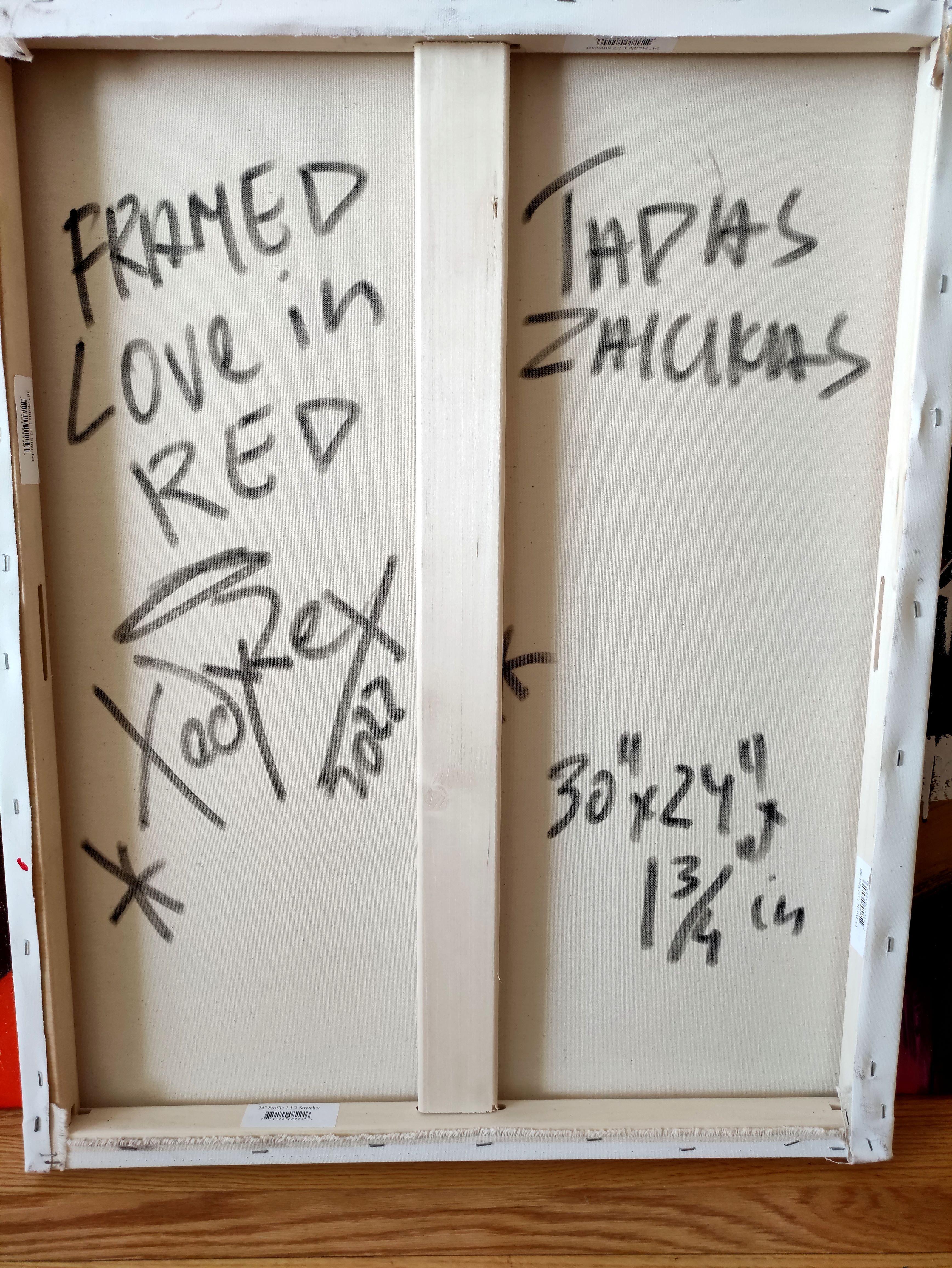 Disegno dell'amore in rosso, Pittura, Acrilico su tela in vendita 2