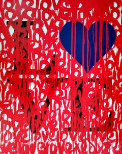 Drawing Love in Red, Painting, Acrylic on Canvas