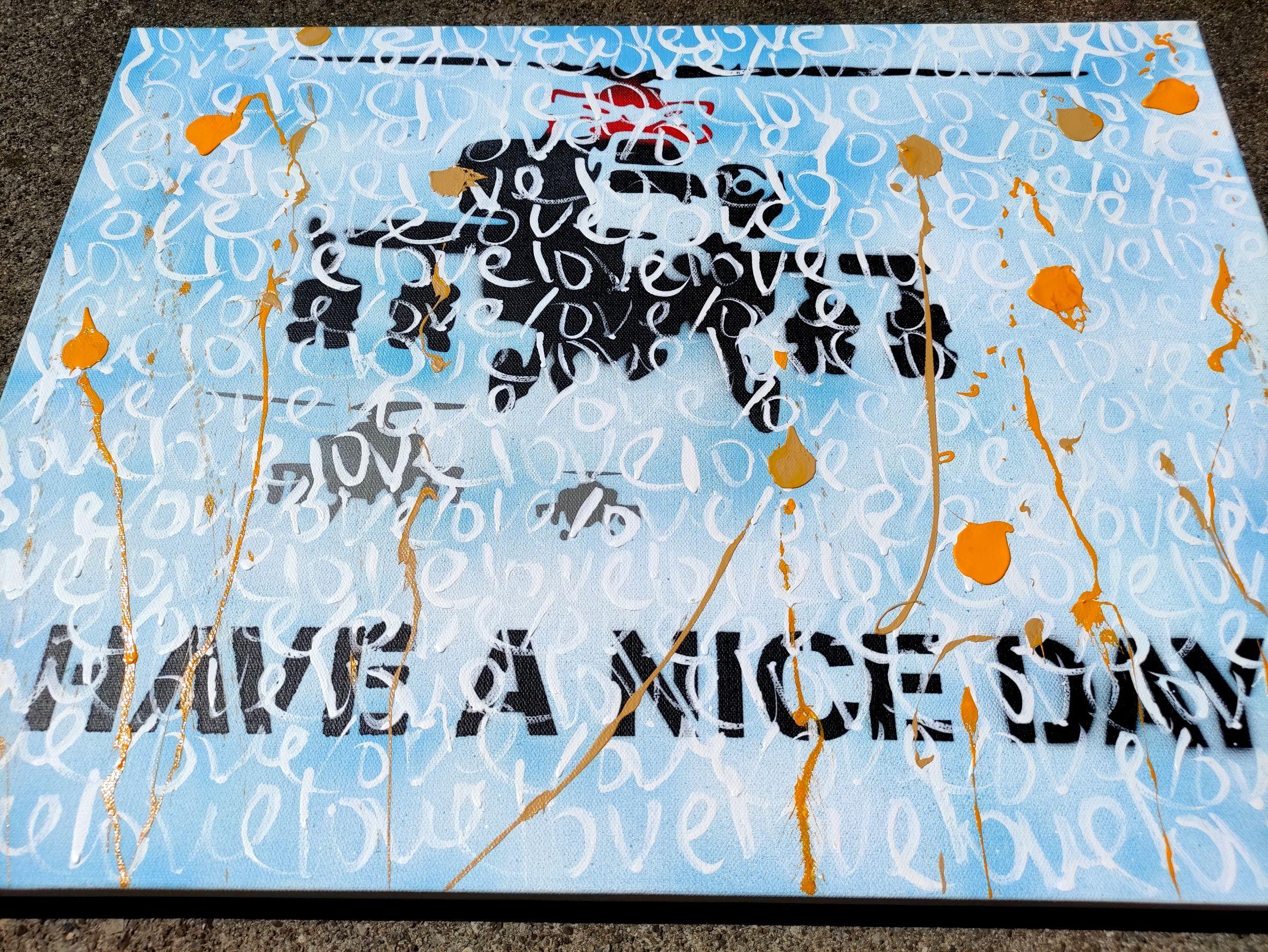 Preghiera Uno _ Banksy I, Pittura, Acrilico su tela - Painting Street Art di Tadas Zaicikas