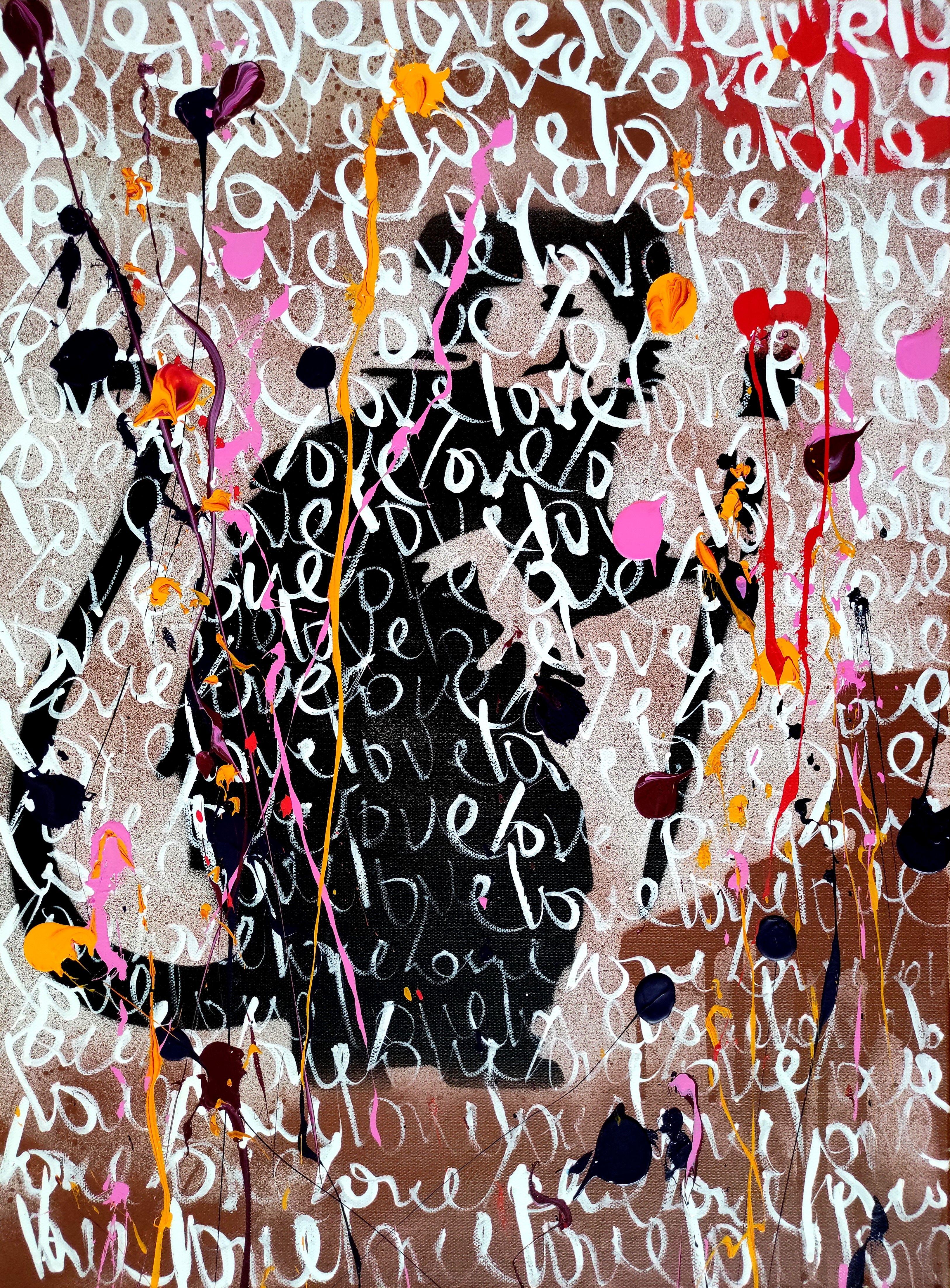Preghiera Uno _ Pagina Banksy III, Pittura, Acrilico su tela - Painting di Tadas Zaicikas