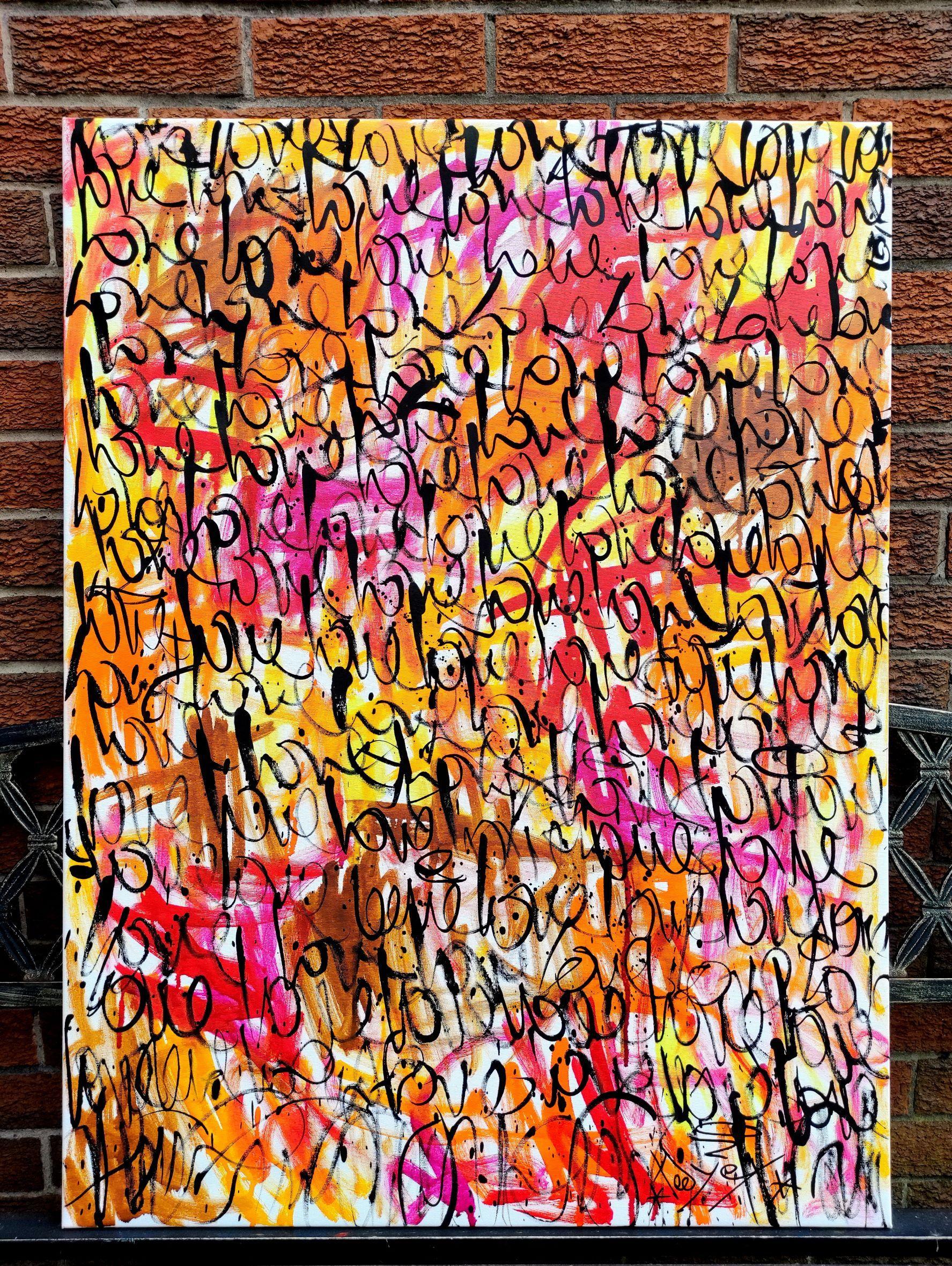 Pray to love. On the canvas was repeated the word LOVE in memory of what we should live. Urban abstract, graffiti street art. Acrylic and KRINK ink on canvas. :: Painting :: Street Art :: This piece comes with an official certificate of authenticity