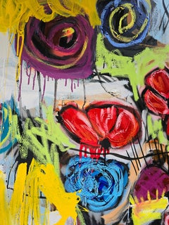 VORTEX OF EMOTION 60"X 48" - Un colorido y vibrante ramo de flores silvestres