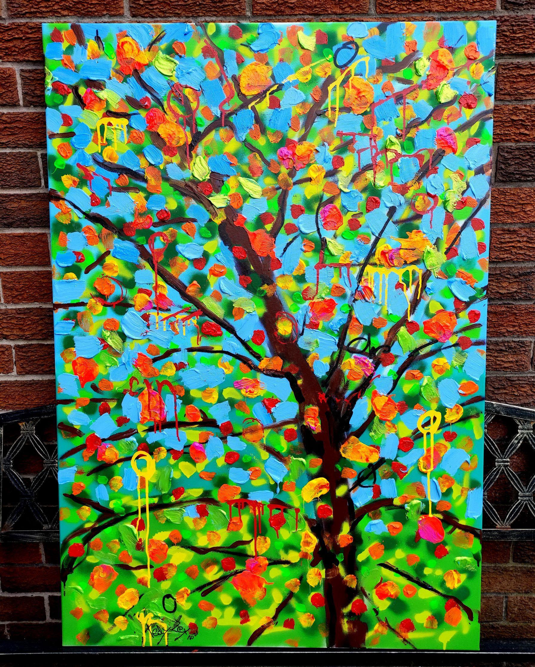 Vue dans le ciel #3, Gemälde, Acryl auf Leinwand – Painting von Tadas Zaicikas