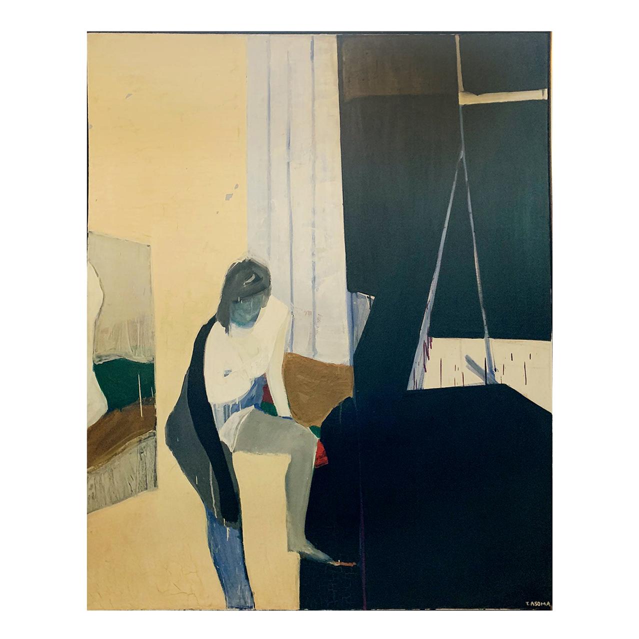 Tadashi Asoma Painting, Untitled Interior with Nude