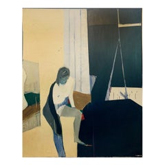 Tadashi Asoma Painting, Untitled Interior with Nude