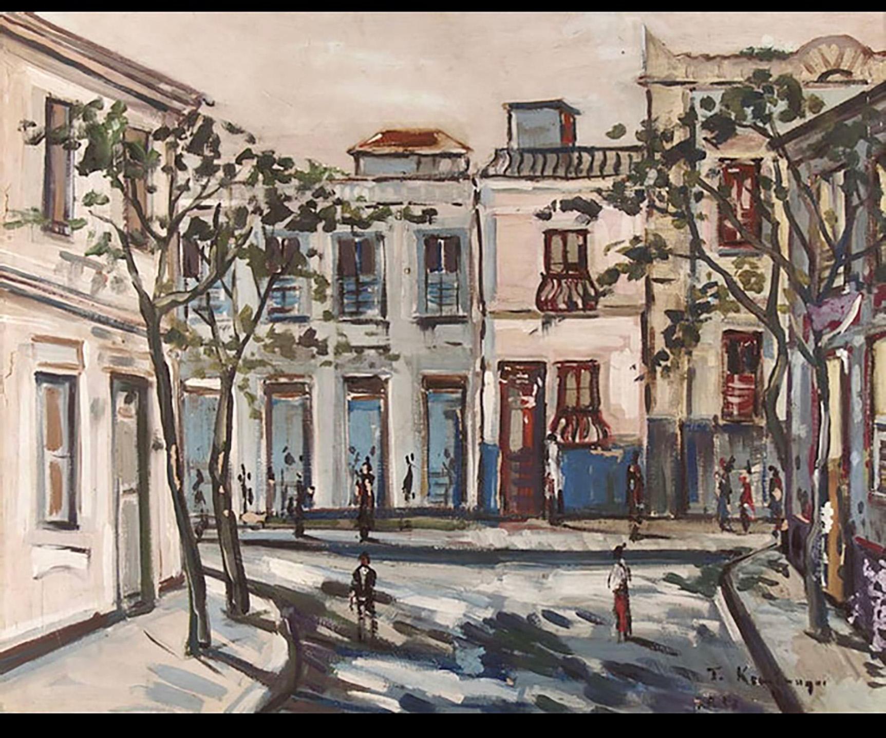 “Casario do Rio de Janeiro, 1958”.
Oil s/ duratex.
Signed and dated at the bottom right.

The painting represents an urban landscape of the city of Rio de Janeiro, Brazil,

This harmonious painting in the post-impressionist style is in excellent