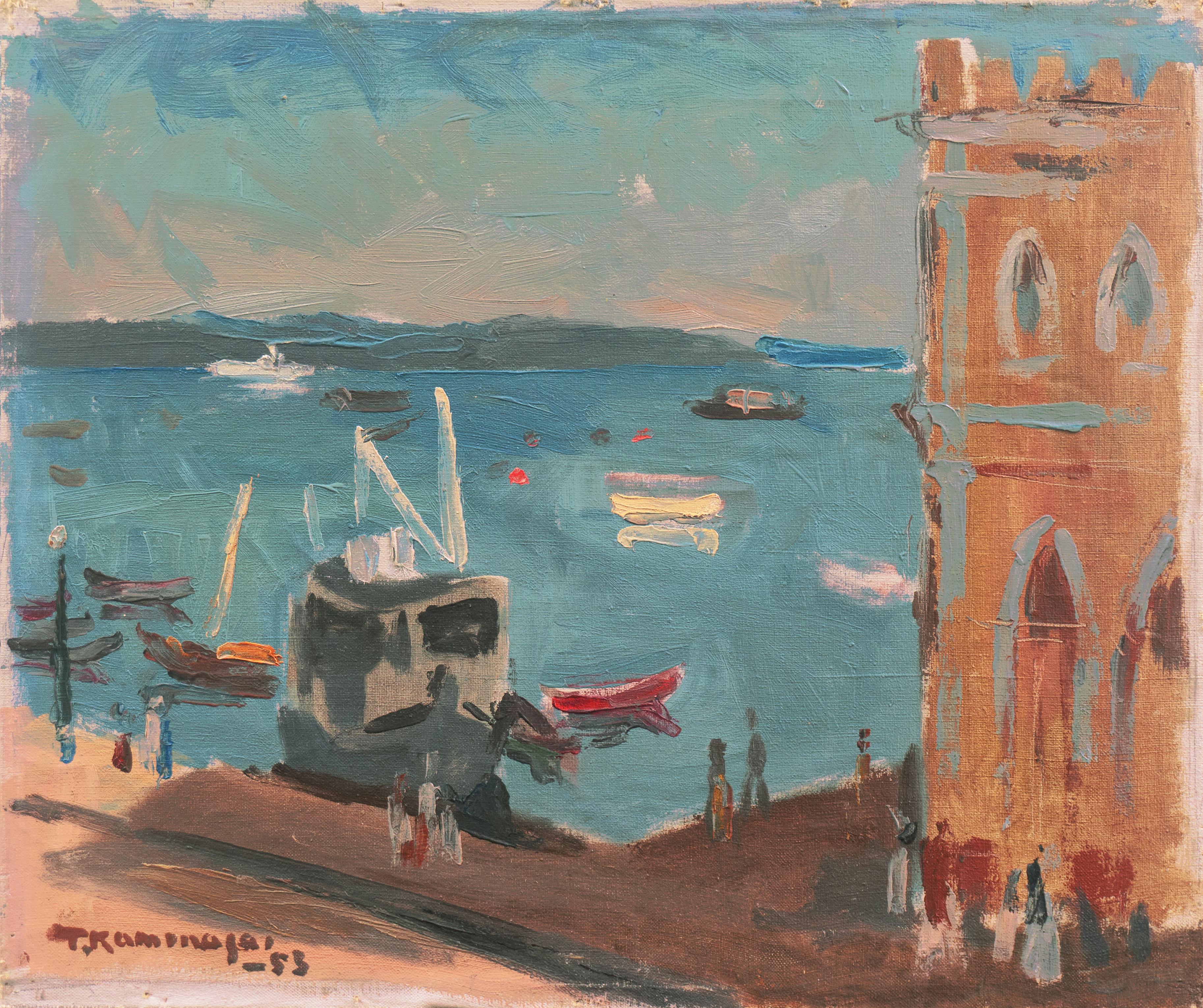 Tadashi Kaminagai Landscape Painting - 'Bahia Harbor, Brazil', French Post-Impressionist, Paris, Rio de Janeiro, Japan