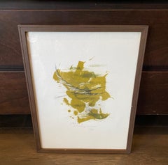 Lámina abstracta japonesa de una grulla, firmada por Tadashi Nakayama, de una de sus primeras ediciones limitadas, 1957