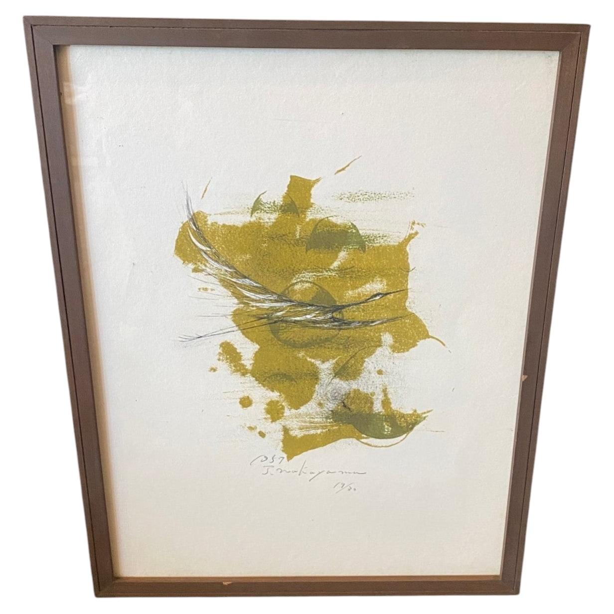 Tadashi Nakayama Signed Early Limited Edition Japanese Abstract Crane Print 1957