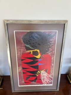 Tadashi Nakayama "The Red Coat" 1957 Woodblock