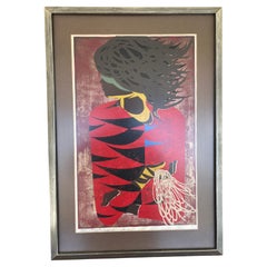 Vintage Tadashi Nakayama "The Red Coat" 1957 Woodblock