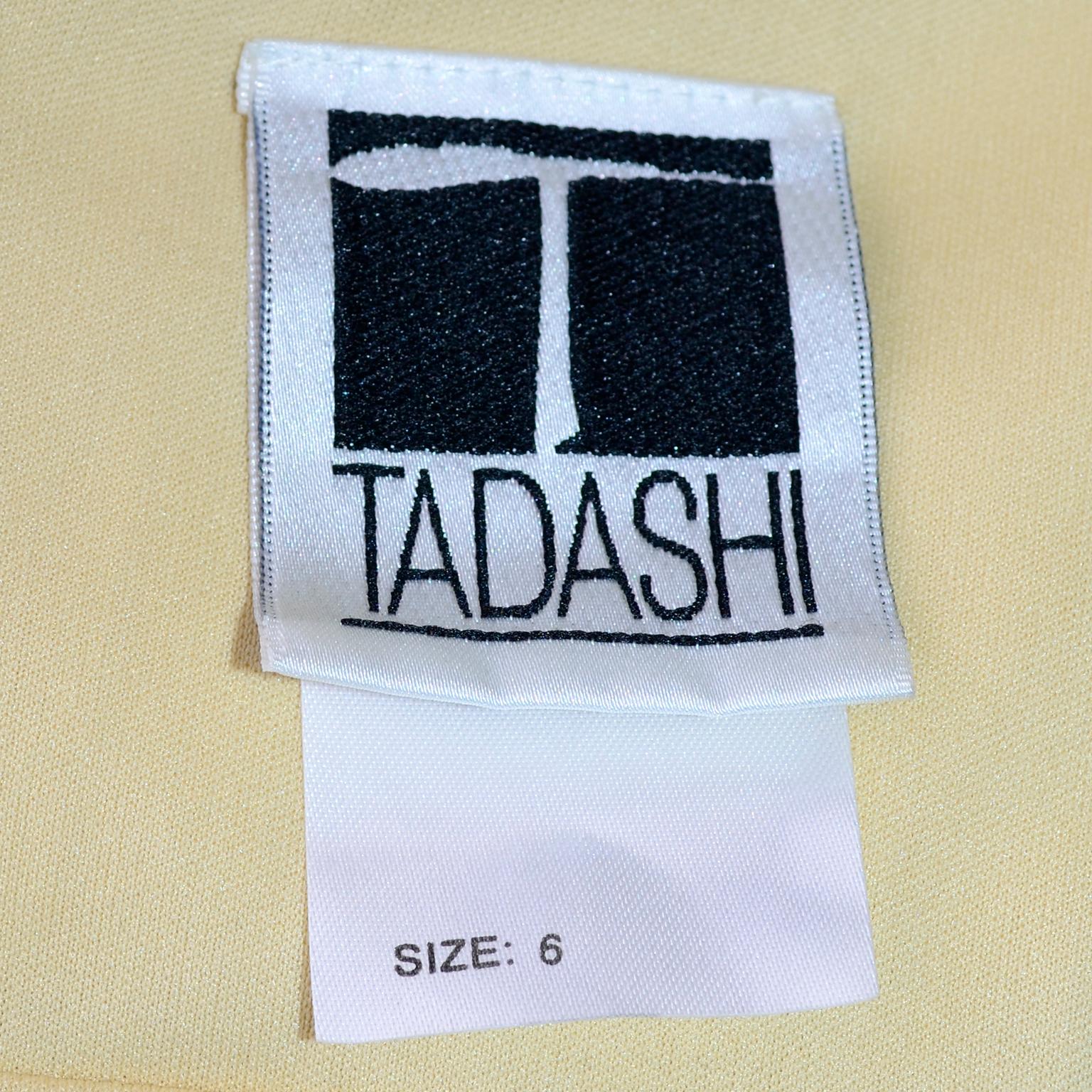 Tadashi Ruched Cream Bodycon Vintage Dress For Sale 2