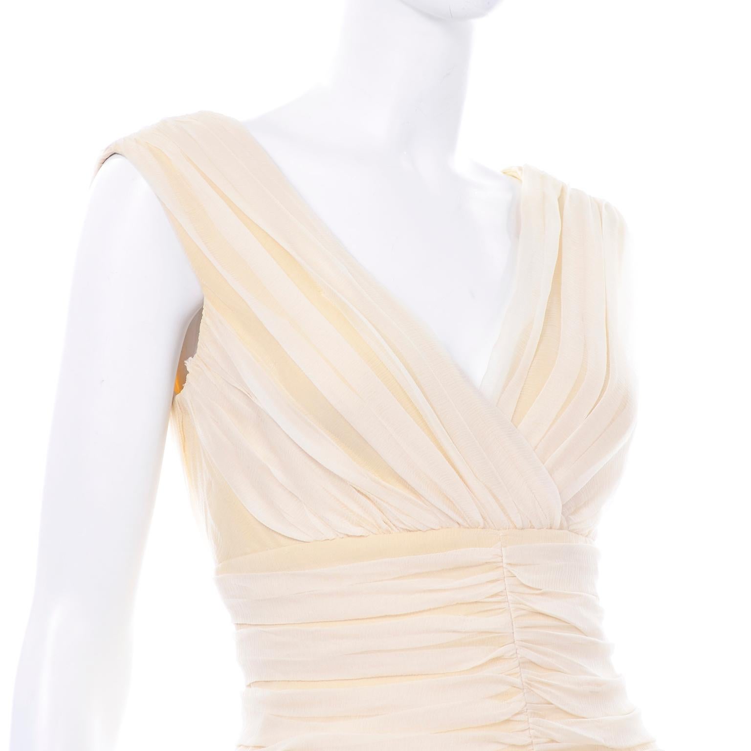 Vestido Vintage Tadashi Bodycon Acanalado Crema 3