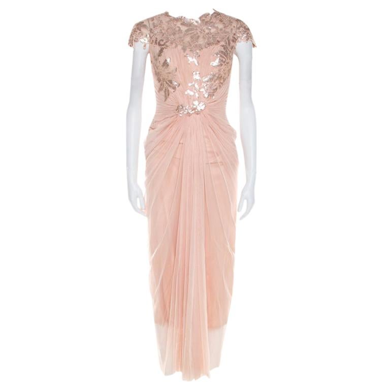 Robe D'été Tadashi Shoji En Soie 100% - Taille 6, Beige Clair - Neuf Avec étiquettes
