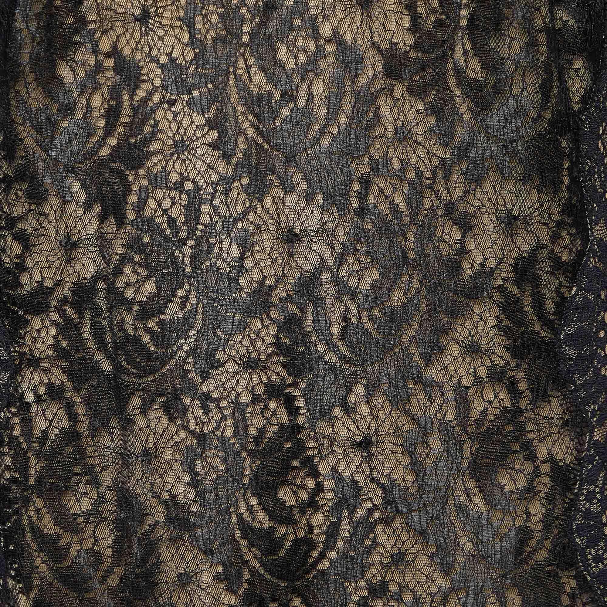 Tadashi Shoji Black Lace Long Sleeve Sheath Dress L In Good Condition For Sale In Dubai, Al Qouz 2