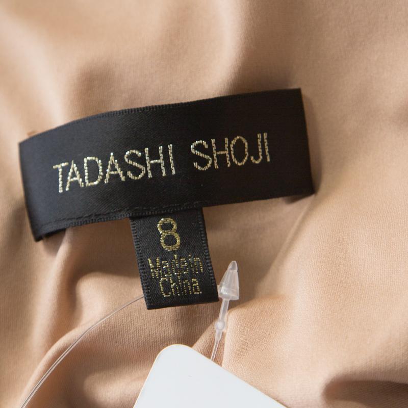 Tadashi Shoji Black Lace Overlay V Neck Evening Gown M 2
