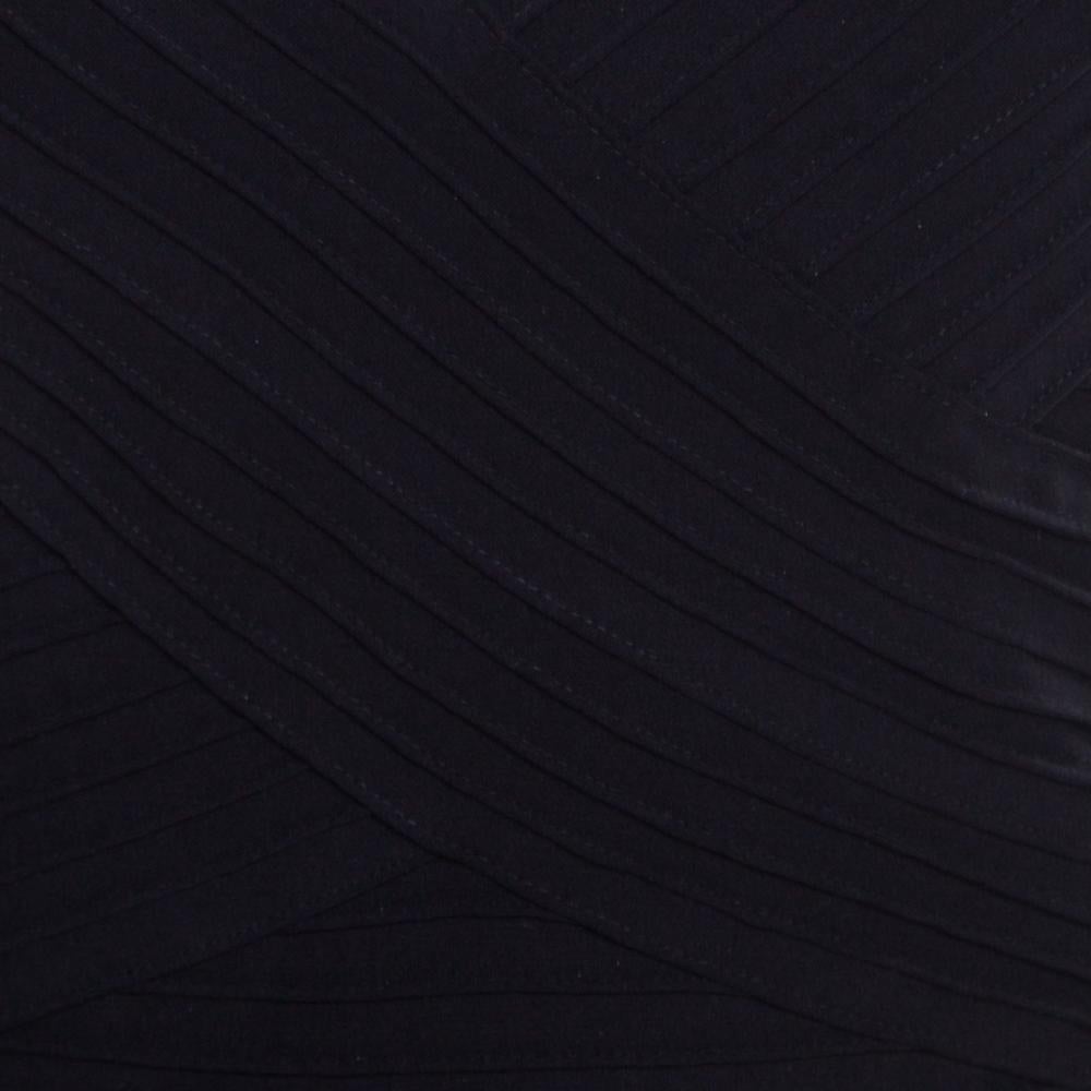 Tadashi Shoji Black Pintuck Detail Floral Lace Insert Barberton Gown XS 1