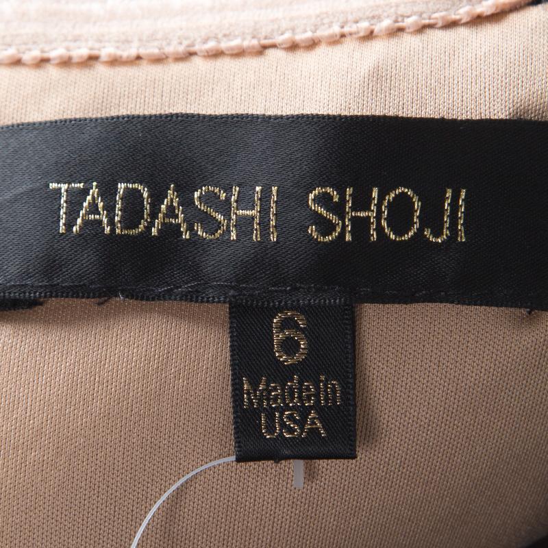 Tadashi Shoji Black Tulle Embroidered Faux Feather Strapless Dress M 1