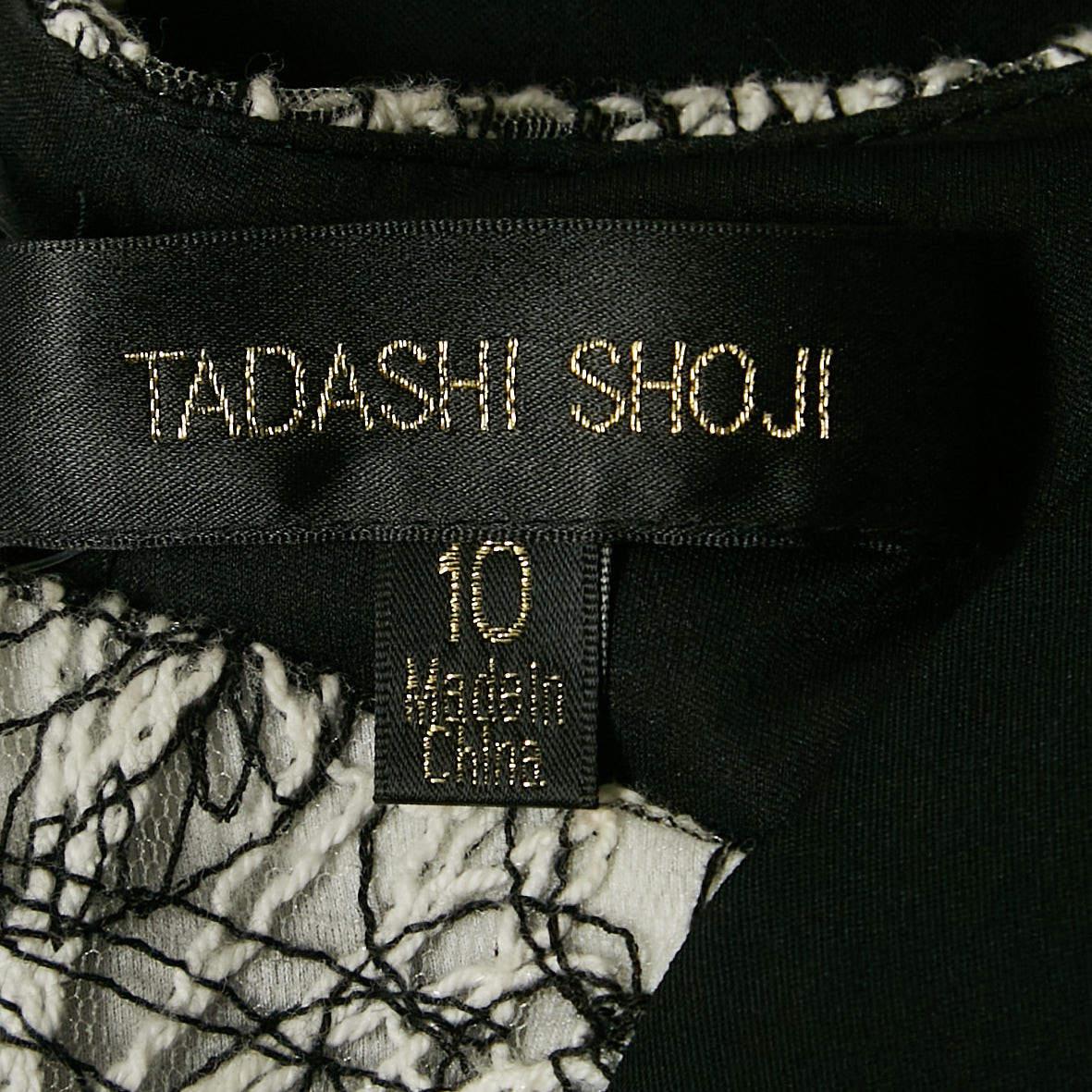 Tadashi Shoji Maxi abito in tulle e crepe ricamato in bianco e nero L.L. In condizioni Nuovo in vendita a Dubai, Al Qouz 2