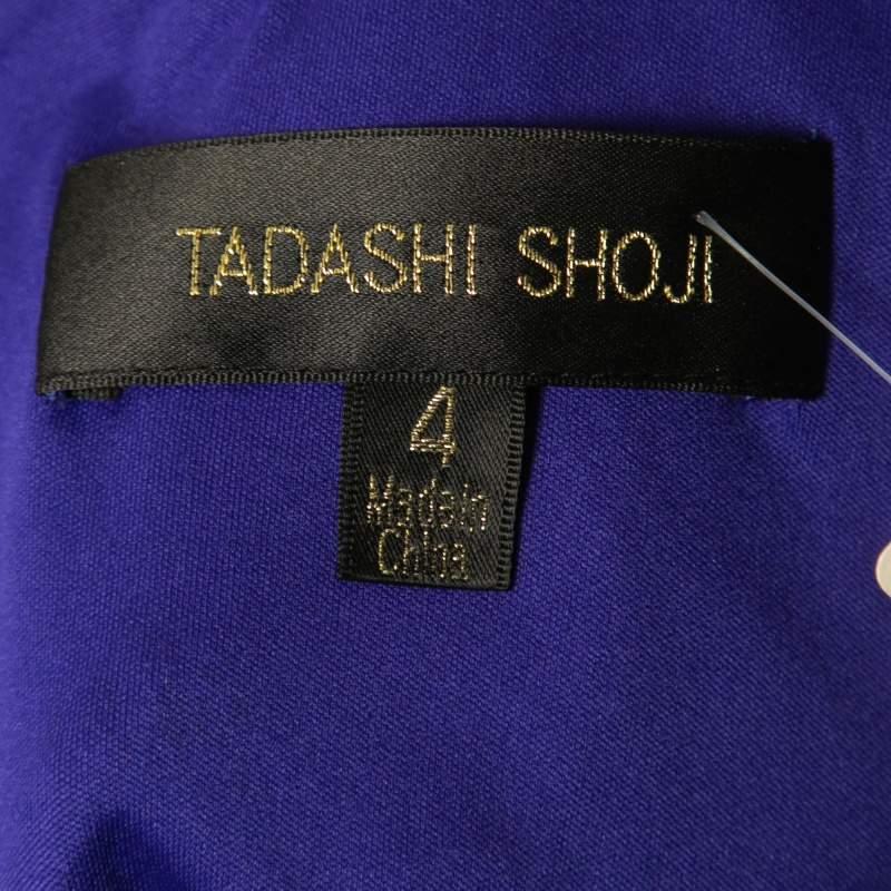 Women's Tadashi Shoji Blue Knit Floral Lace Applique Sleeveless Gown S