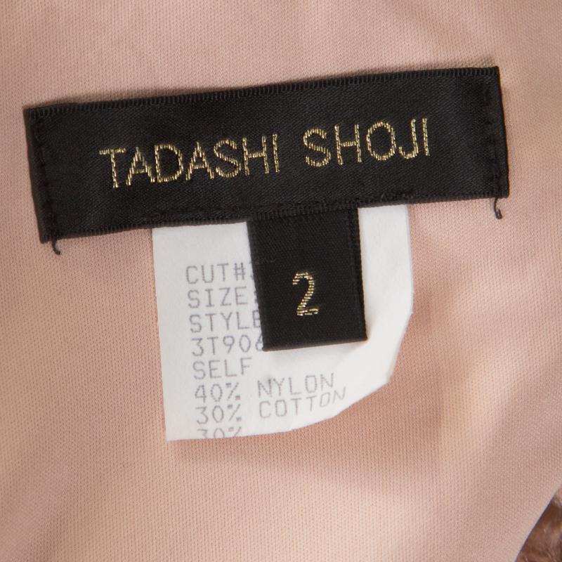 Beige Tadashi Shoji Blush Pink Sequined Off Shoulder Evening Gown S