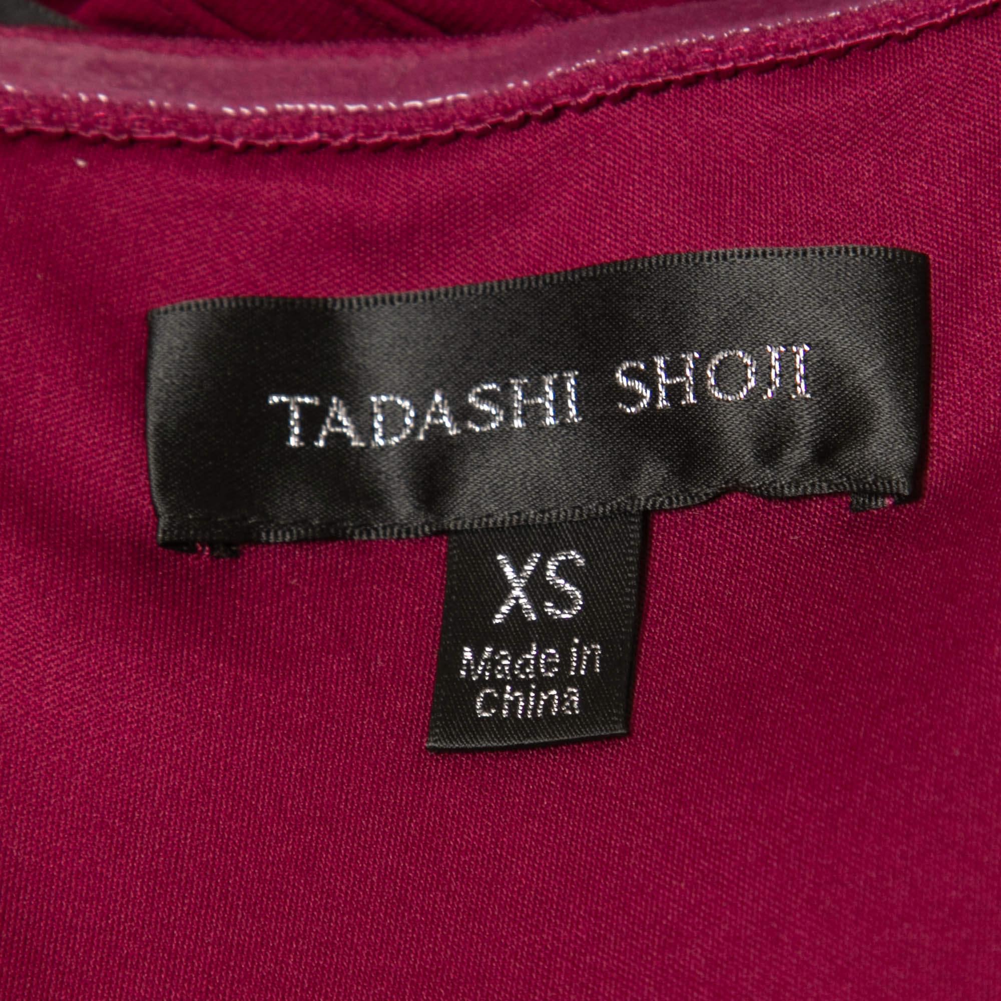 Tadashi Shoji Burgundy Pin-Tucked Jersey Jovian Strapless Sequins Gown XS 1