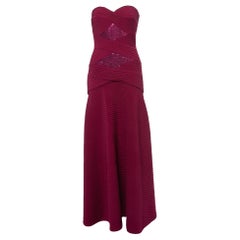 Tadashi Shoji Burgundy Pin-Tucked Jersey Jovian Strapless Sequins Gown XS Tadashi Shoji Burgundy Pin-Tucked Jersey Jovian Strapless Sequins Gown XS