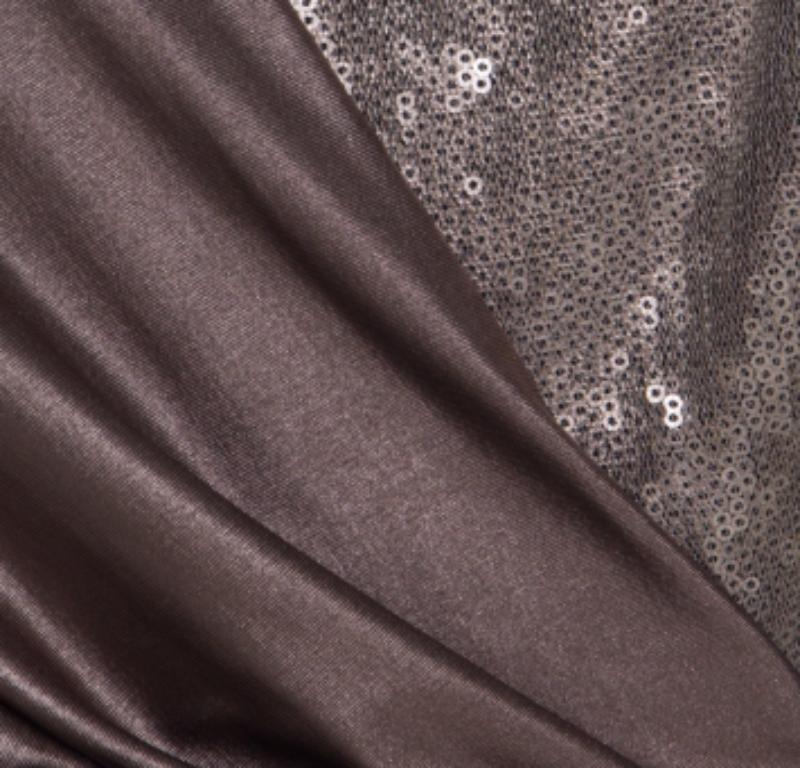 Tadashi Shoji Top de punto elástico con incrustaciones de lentejuelas y mangas drapeadas M en venta 1