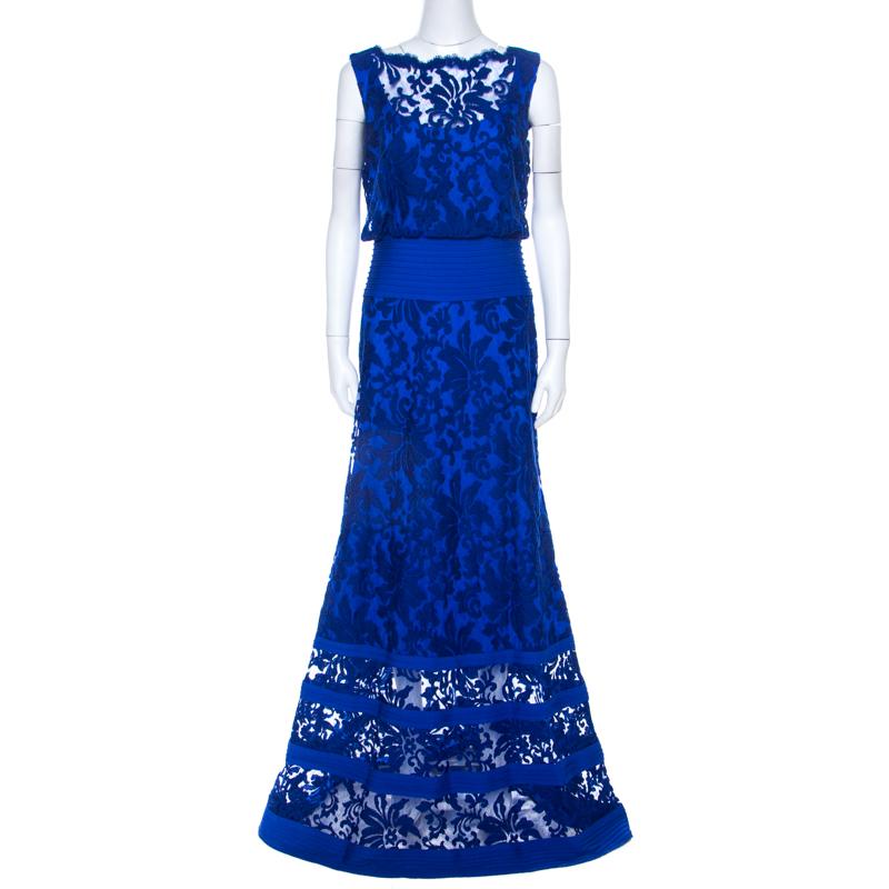 tadashi shoji blue lace dress