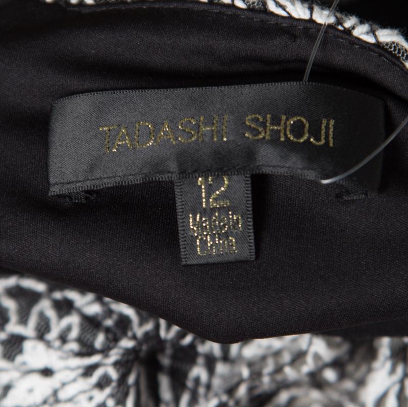 Tadashi Shoji Monochrome Floral Embroidered Marissa Gown L In Excellent Condition In Dubai, Al Qouz 2