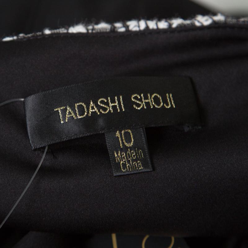 Women's Tadashi Shoji Monochrome Floral Embroidered Marissa Gown L