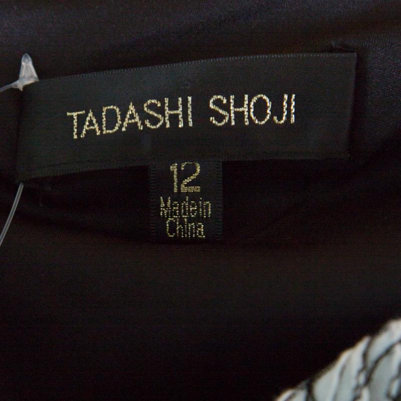 Tadashi Shoji Monochrome Floral Embroidered Marissa Gown L 1