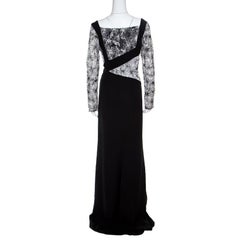 Tadashi Shoji Monochrome Floral Embroidered Marissa Gown M