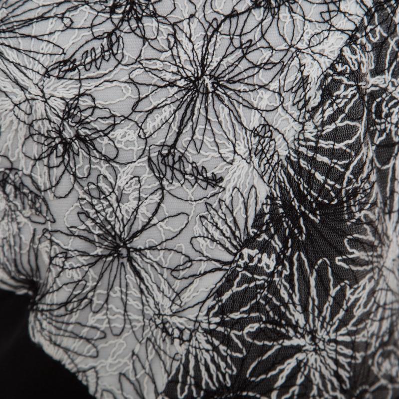 Tadashi Shoji Monochrome Floral Embroidered Marissa Gown M 1