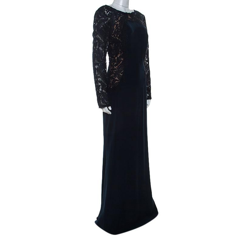 navy blue gown with sleeves