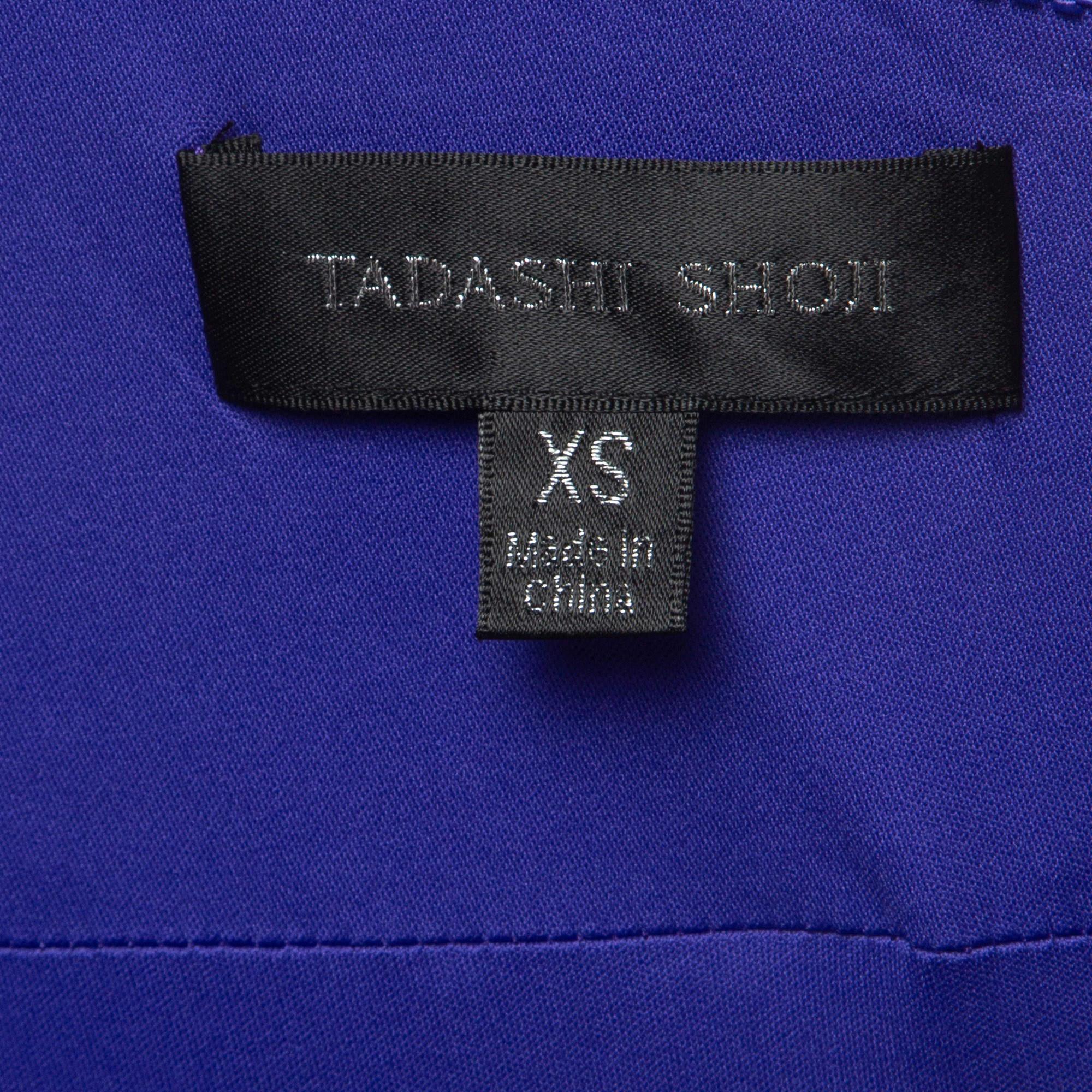 Tadashi Shoji Purple Embellished Knit One Shoulder Gown XS 1