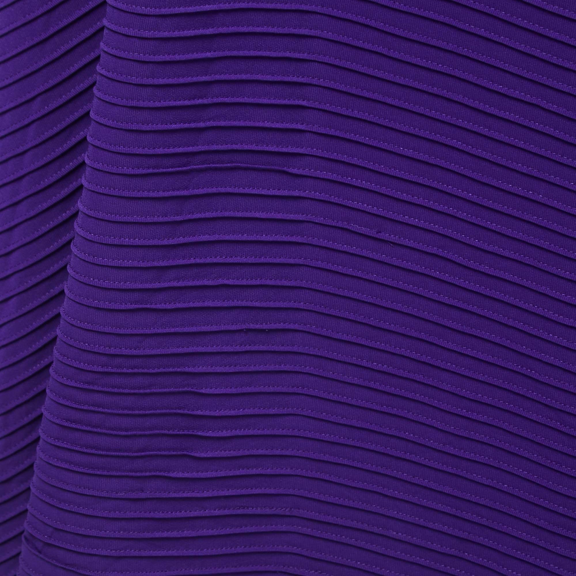 Tadashi Shoji Purple Pin-Tucked Jersey Jovian Strapless Sequins Gown L 3