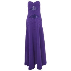 Tadashi Shoji Robe bustier à paillettes en jersey violet avec pinces L