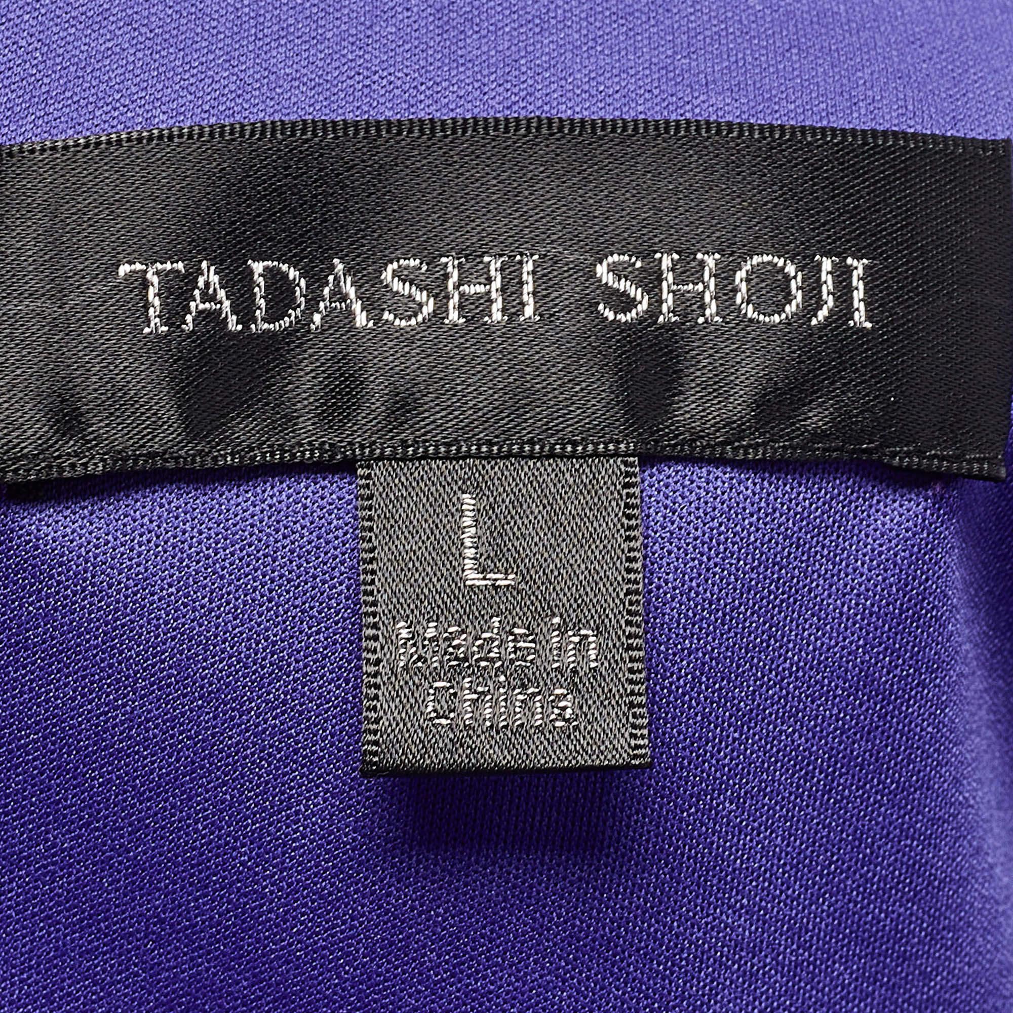 Tadashi Shoji Purple Sequin Embellished Jersey Strapless Gown L For Sale 1